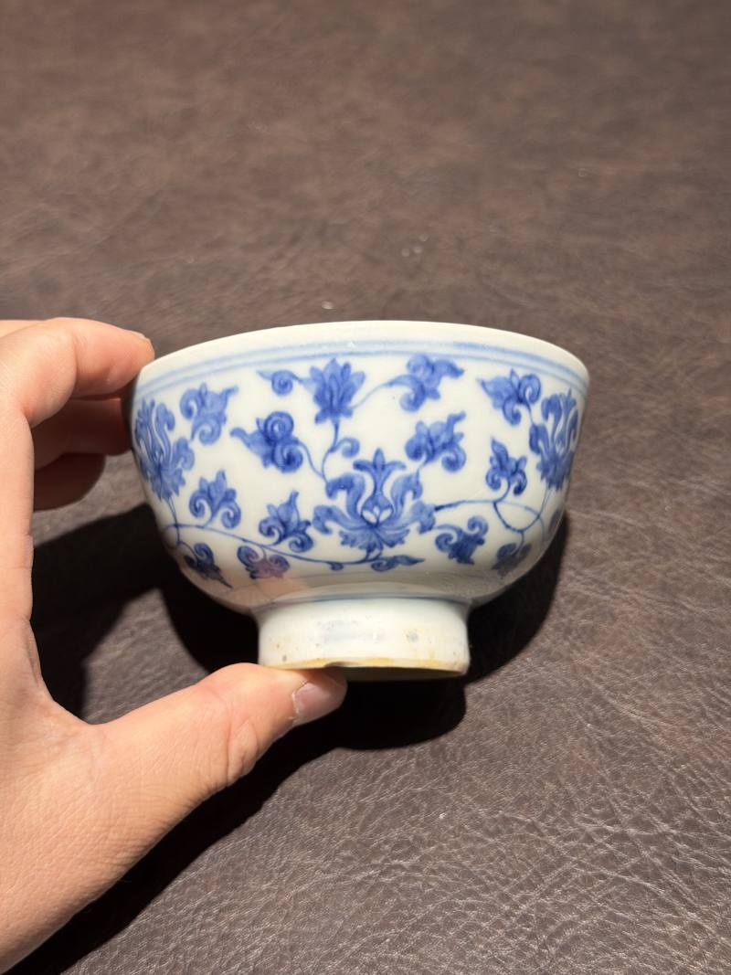 清康熙 青花缠枝莲纹碗 - 图3