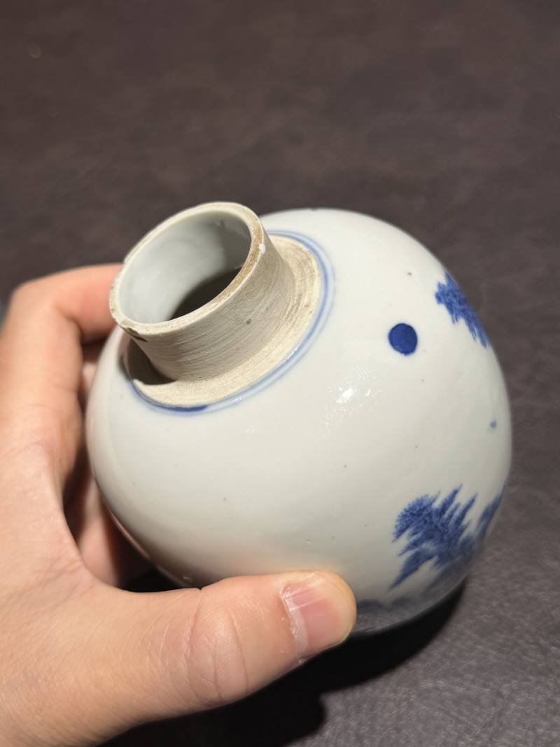 清 青花山水纹罐 - 图9