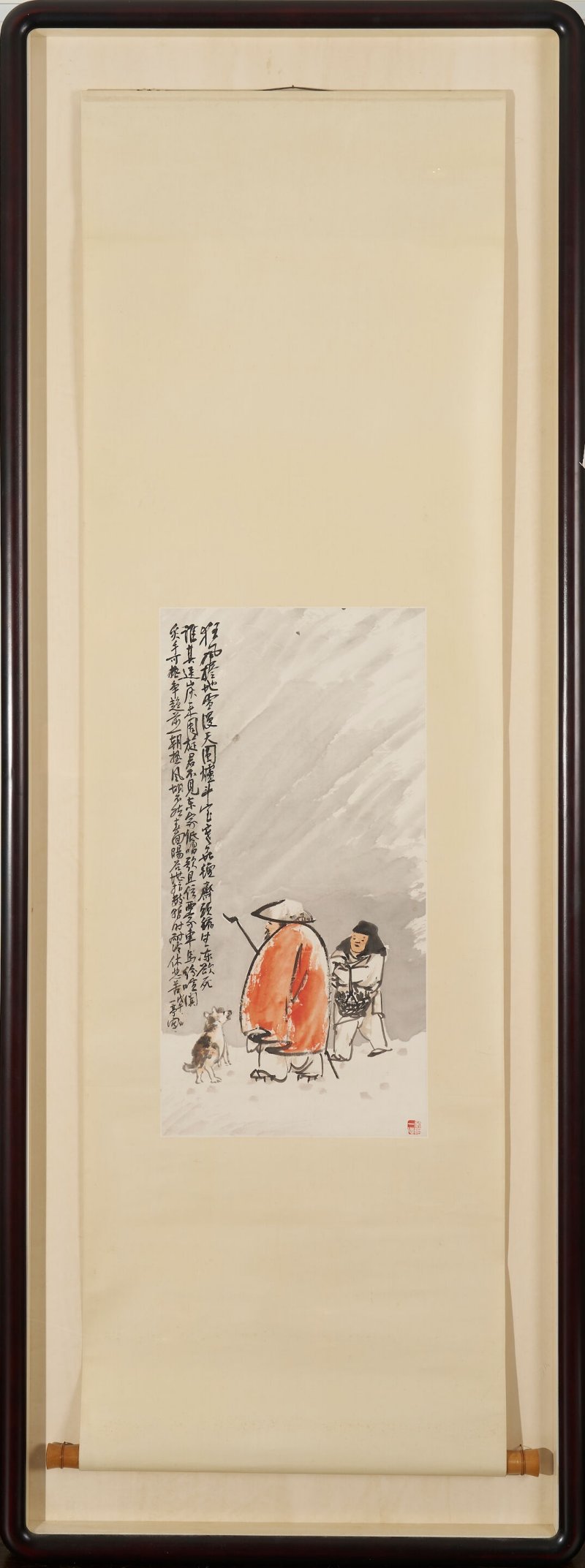王震 雪中送炭 設色紙本 立軸並鏡框 一九一八年作 | WANG ZHEN (1867-1938)