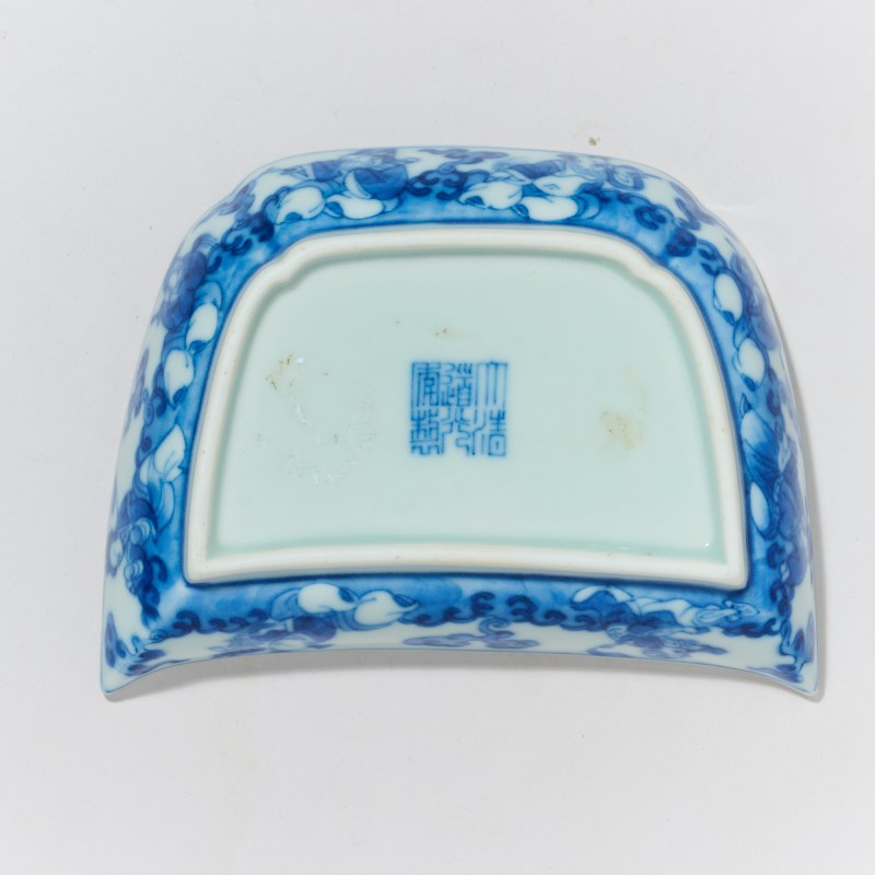 清道光 青花婴戏图洗 - 图4