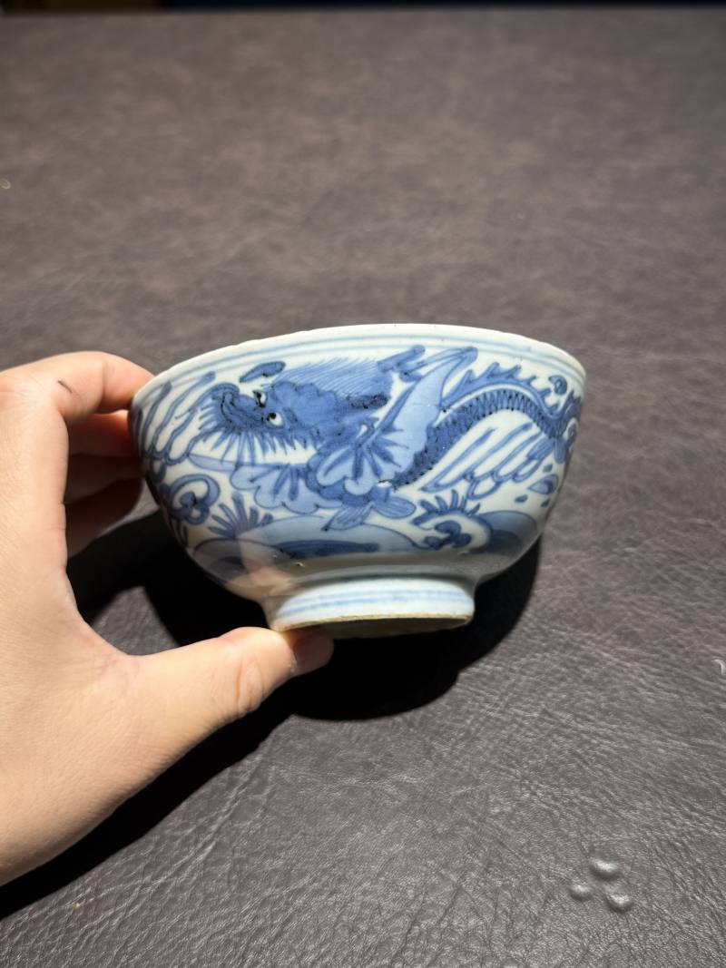 明晚期 青花龙纹碗 - 图2
