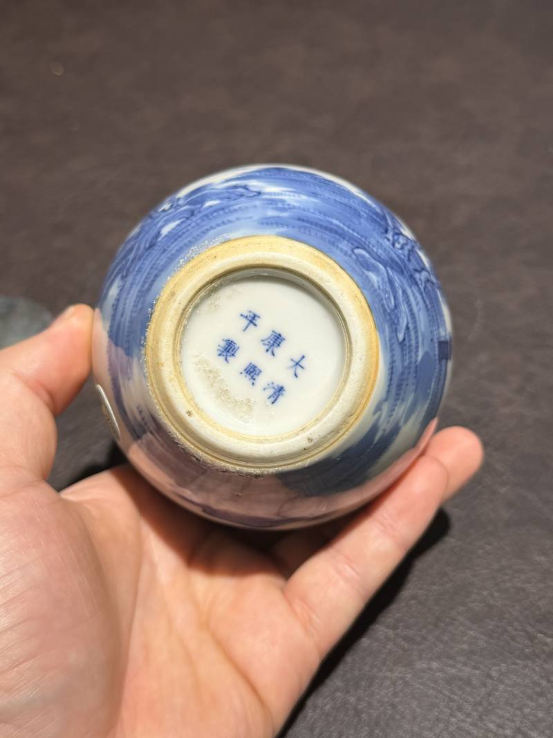 清 青花山水纹罐 - 图11