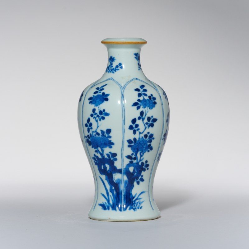 清康熙 青花花卉纹瓶 - 图2