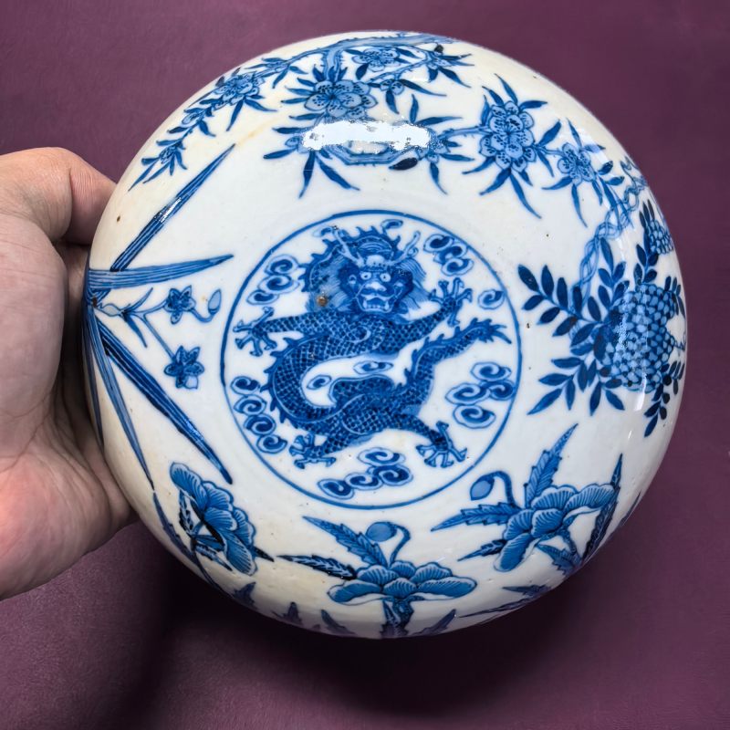 清晚期 青花龙纹捧盒 - 图14