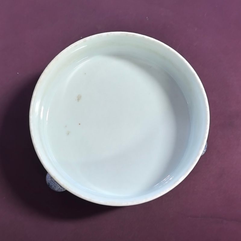 清嘉庆 矾红彩寿字纹三足洗 - 图5