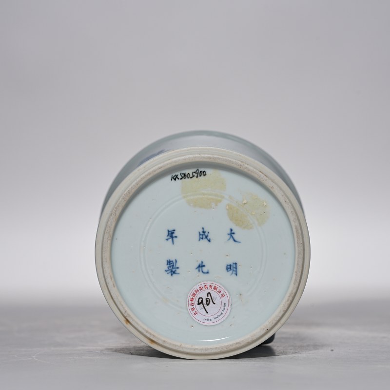 清康熙 青花博古纹笔筒 - 图7