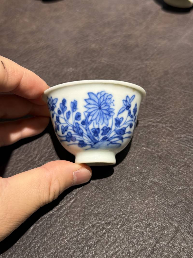 清中期 青花花卉纹杯一组6件 - 图3