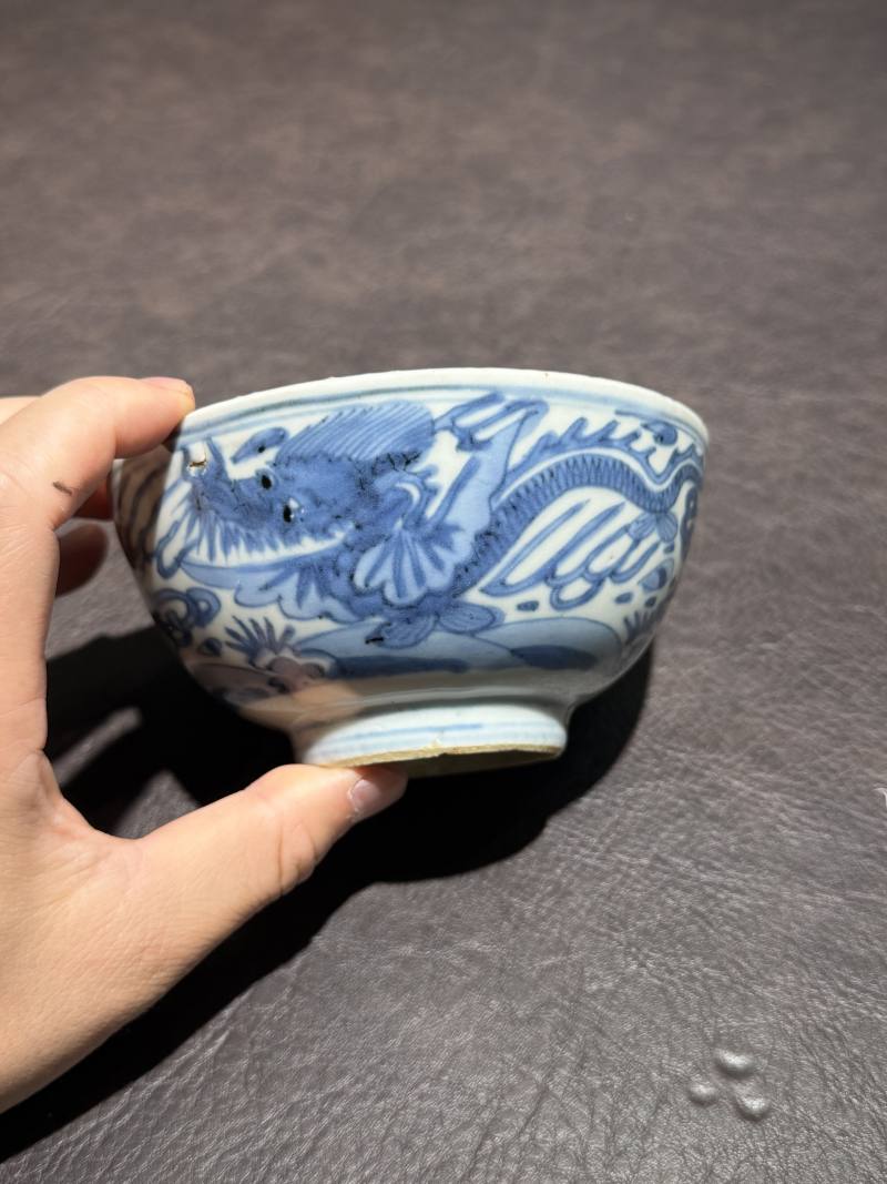 明晚期 青花龙纹碗 - 图5