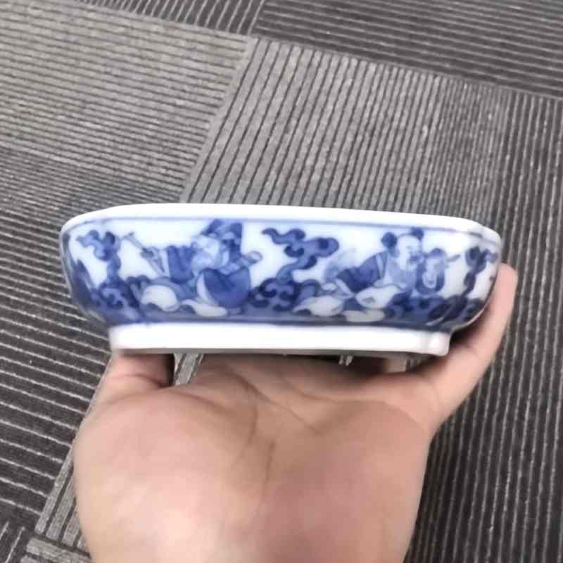清道光 青花婴戏图洗 - 图8