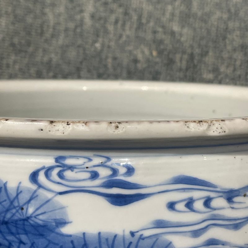 清康熙 青花鹤鹿同春卷缸 - 图16