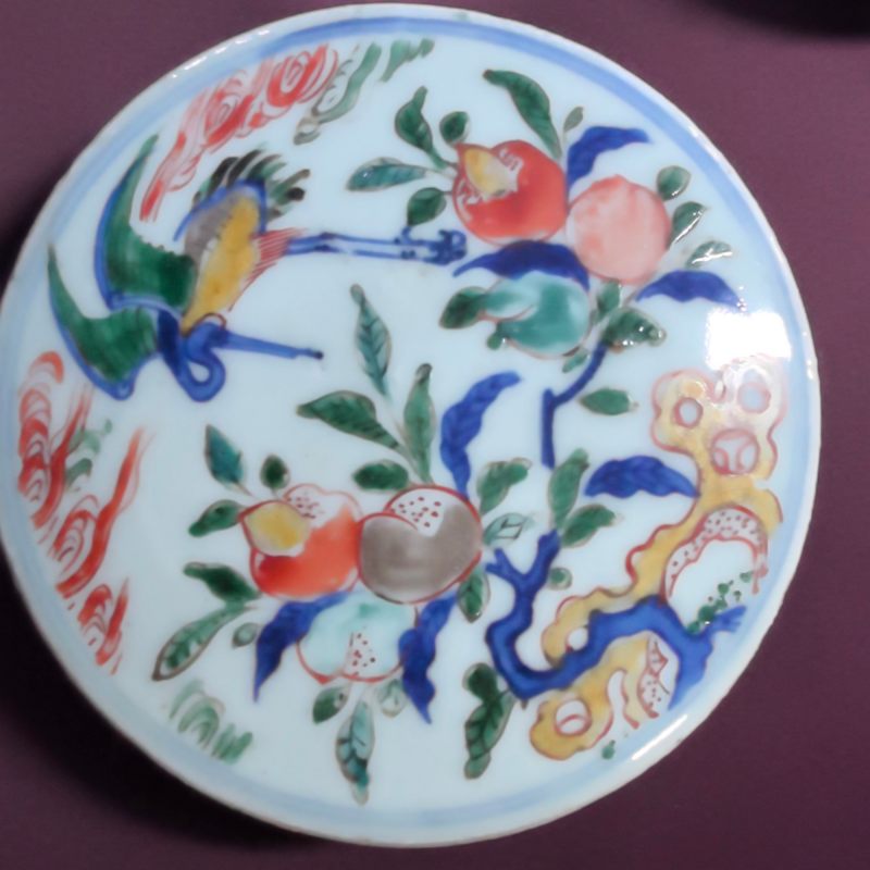 明晚期 青花五彩鹤寿图三节盖盒 - 图6