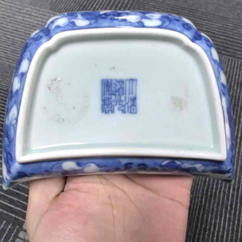 清道光 青花婴戏图洗 - 图9