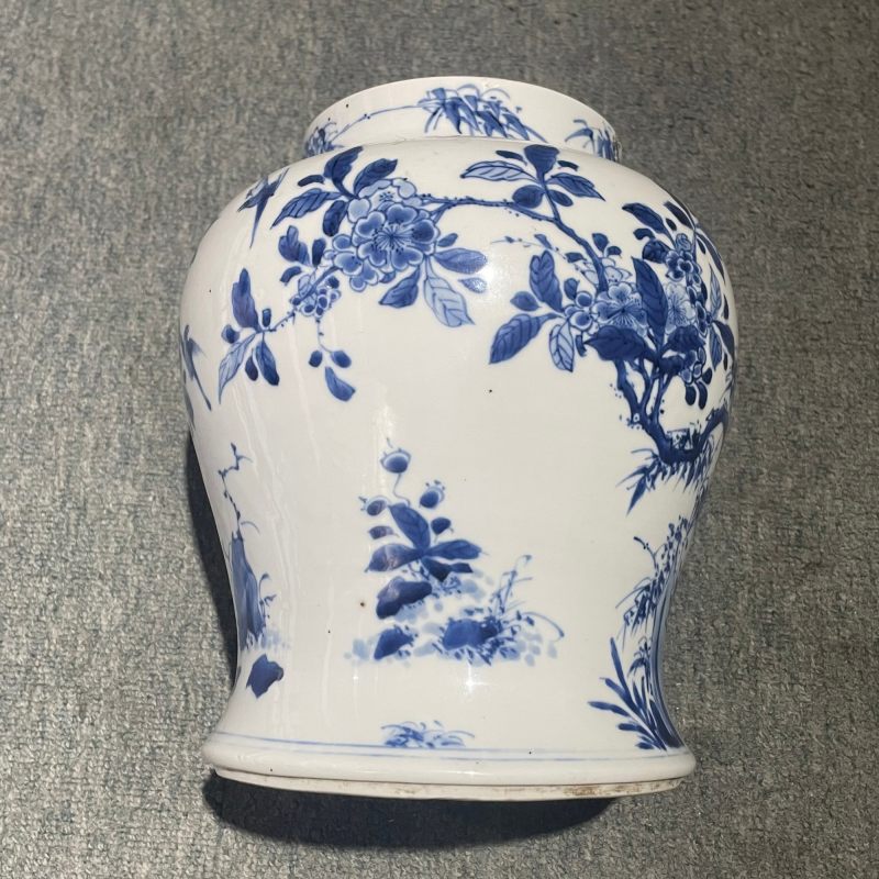 清康熙 青花花卉纹将军罐 - 图10