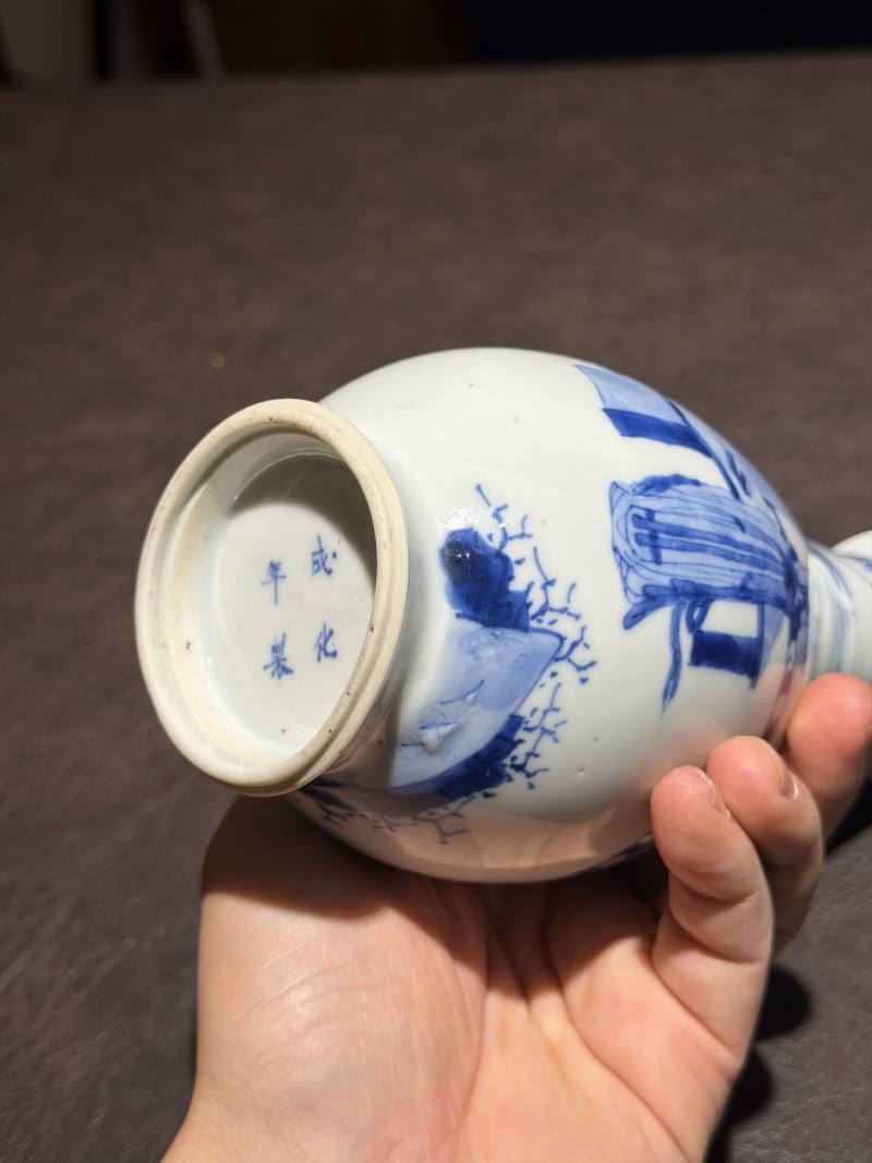 清康熙 青花仕女图琵琶尊 - 图15