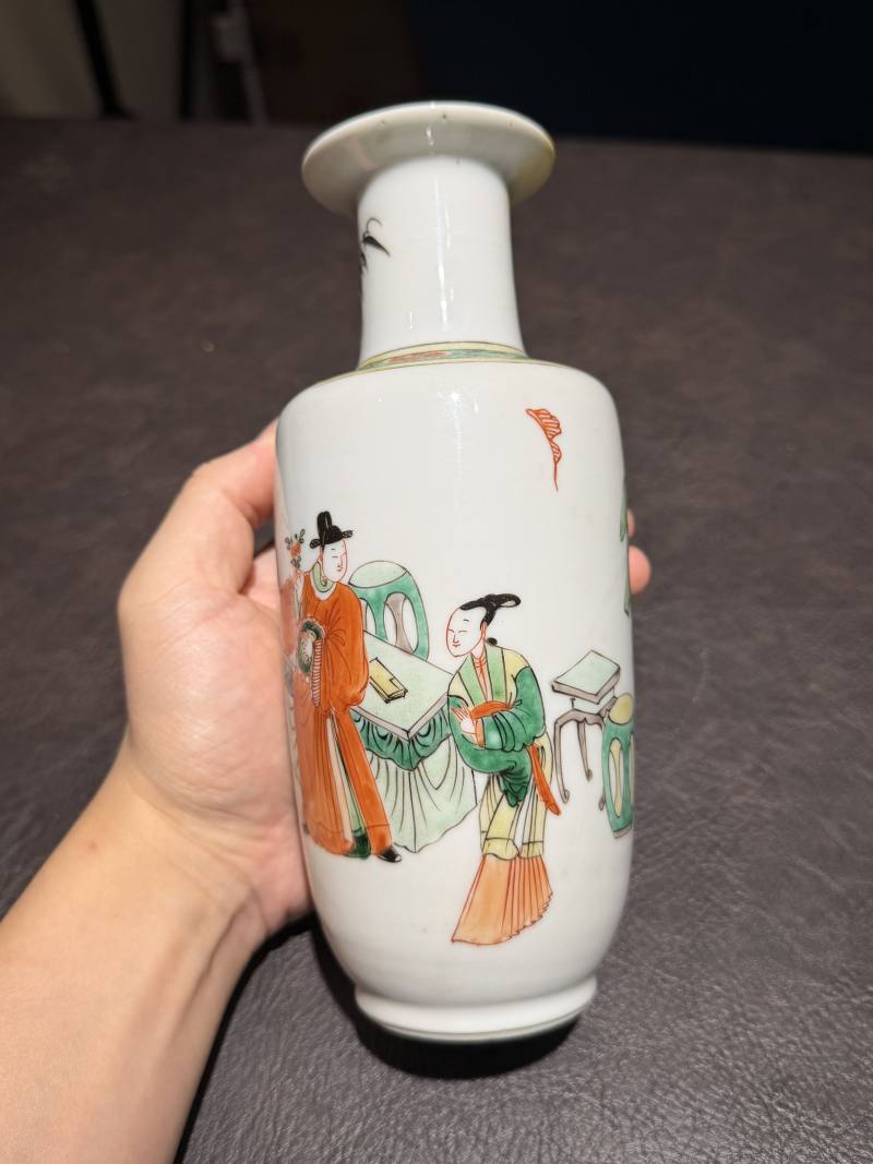 清康熙 五彩人物棒槌瓶 - 图4