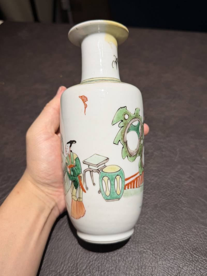 清康熙 五彩人物棒槌瓶 - 图5