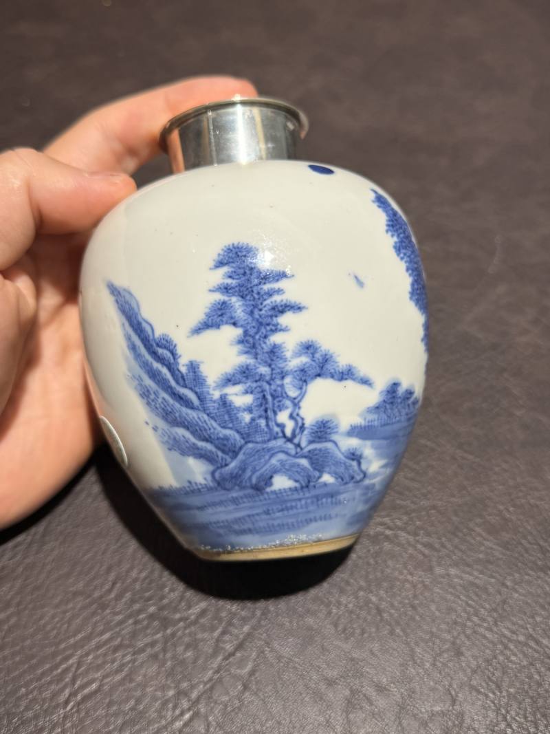 清 青花山水纹罐 - 图6