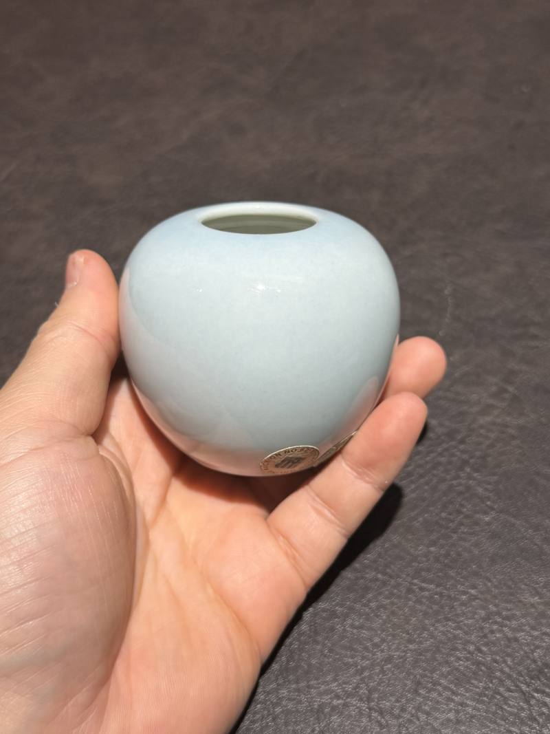 19世纪 天蓝釉水盂 - 图3