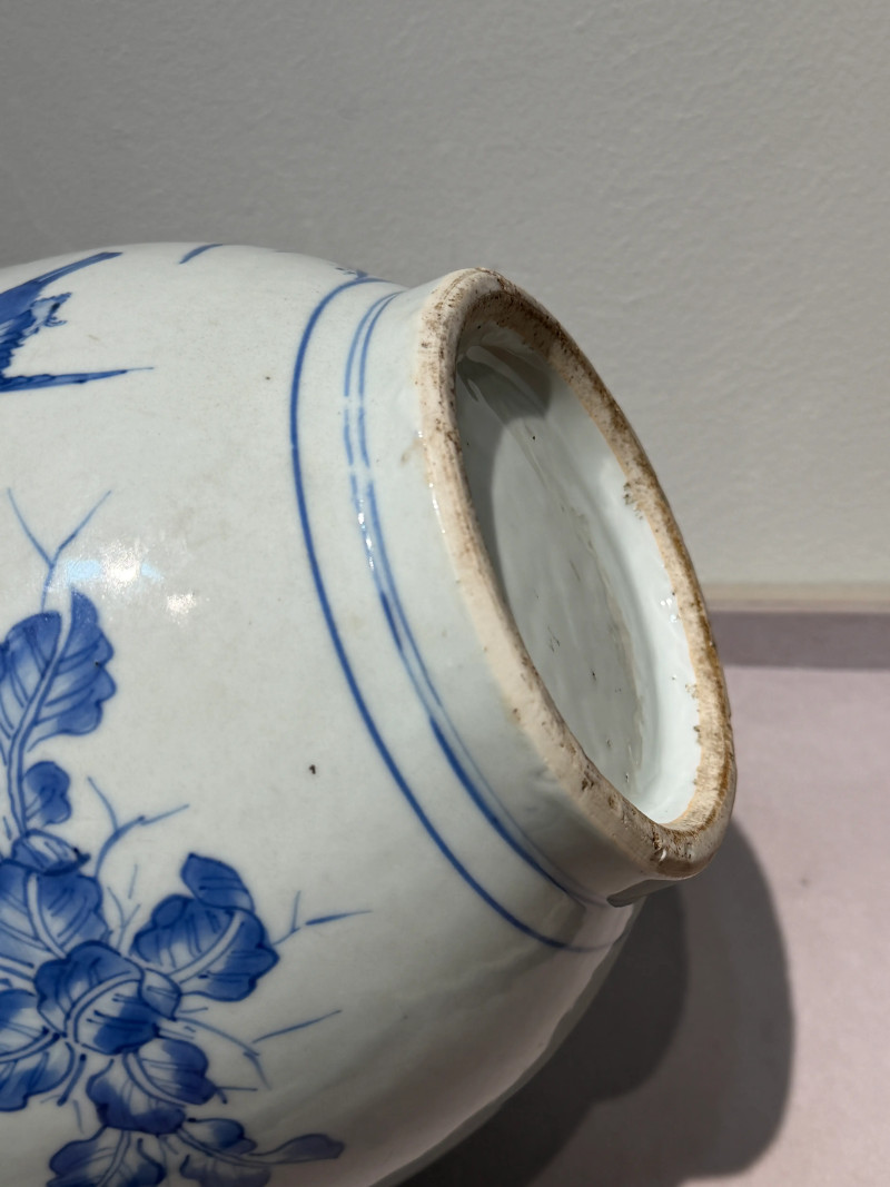 明崇祯 青花花鸟纹大莲子罐 - 图11