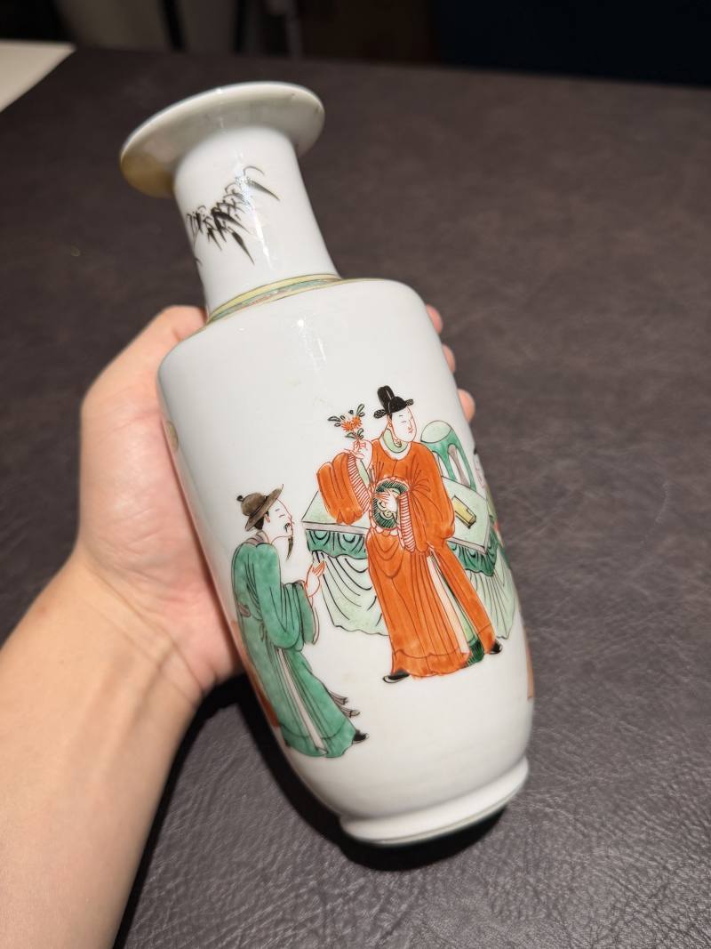 清康熙 五彩人物棒槌瓶 - 图8