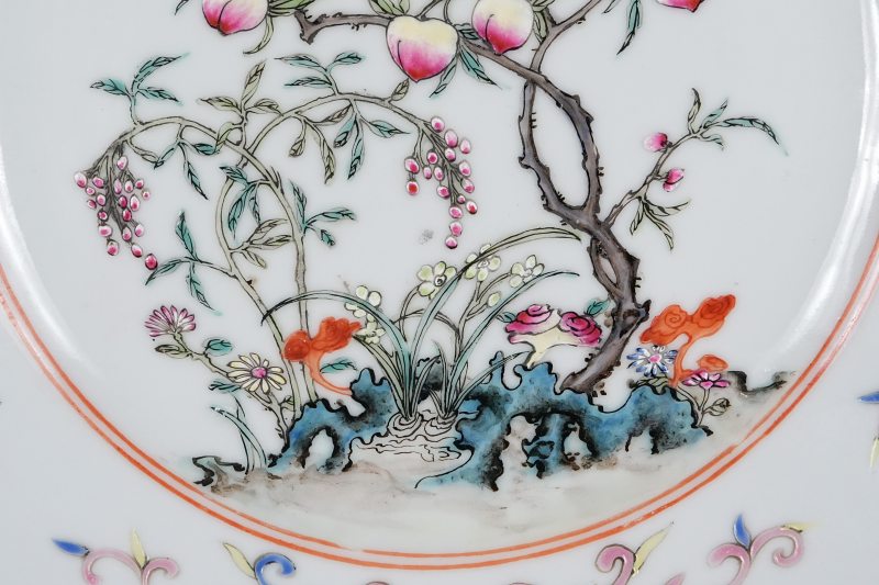 清 粉彩福寿盘 - 图4