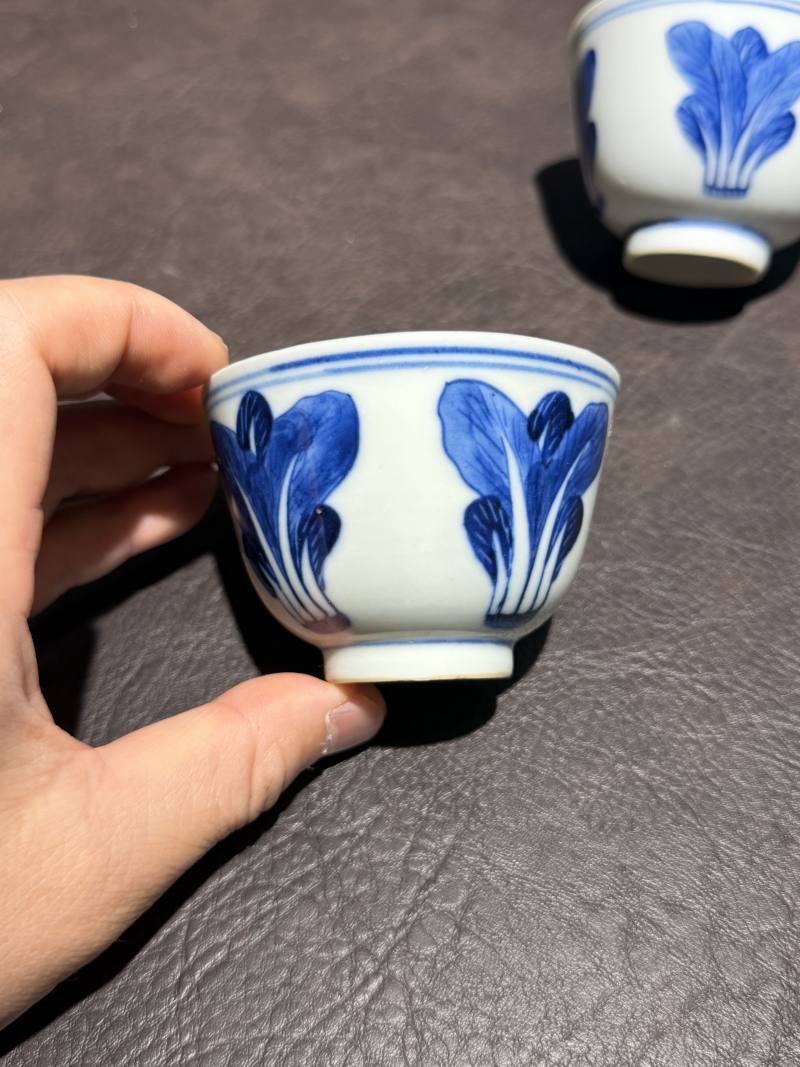 清中期 青花“百财”杯一对 - 图4