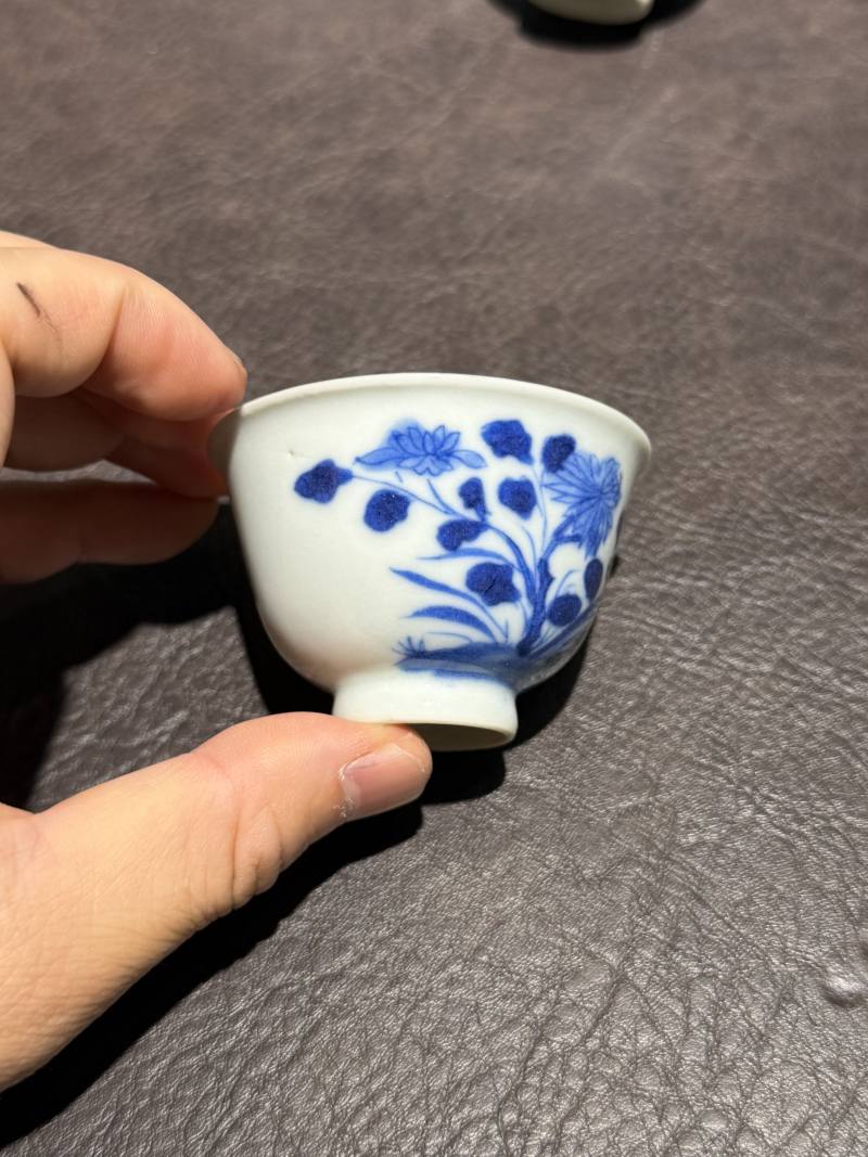 清中期 青花花卉纹杯一组6件 - 图11