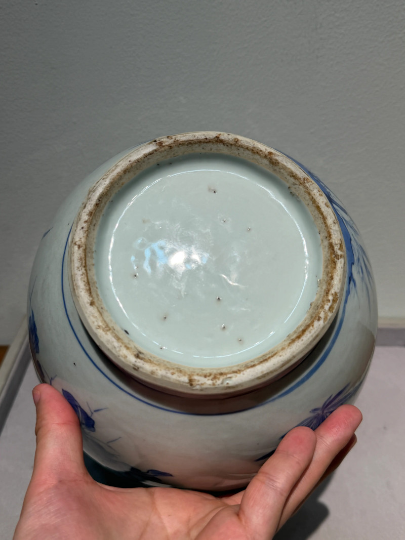 明崇祯 青花花鸟纹大莲子罐 - 图12