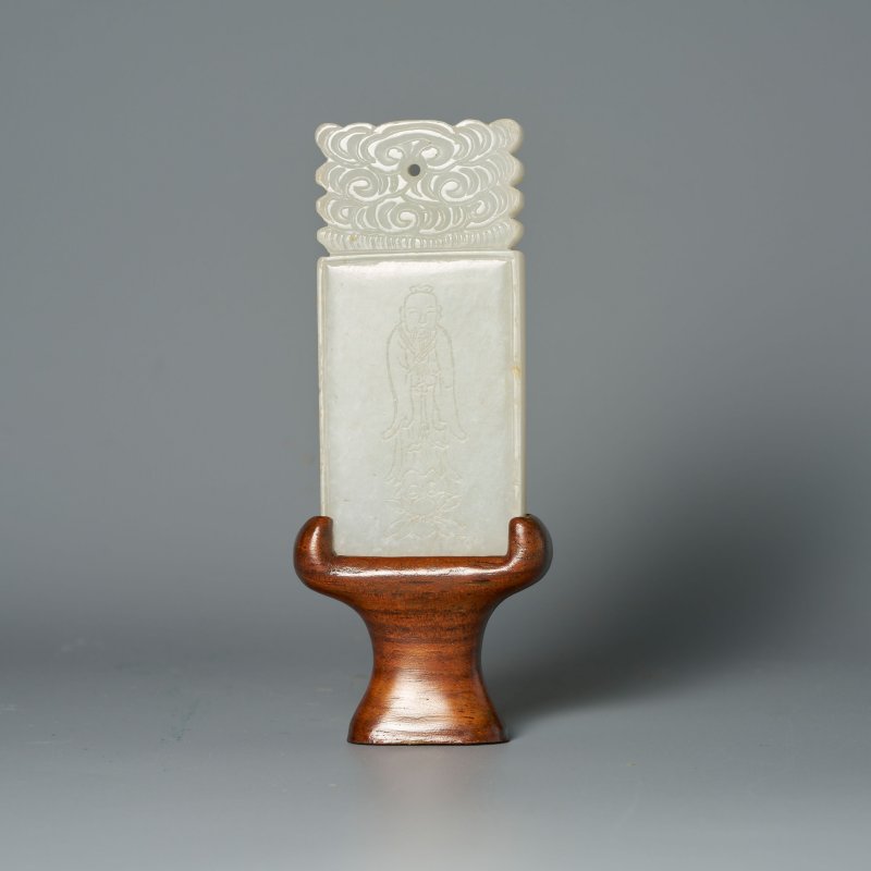 十七/十八世紀 白玉孔聖人詩文牌 及盒、座 | A WHITE JADE 'CONFUCIUS' PLAQUE - 图7