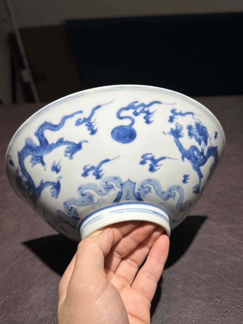 清康熙 青花海水龙纹碗 - 图6