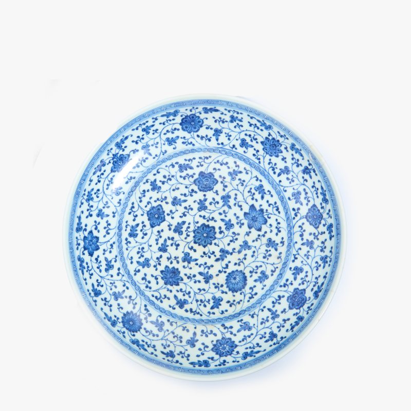 清雍正 青花缠枝莲大盘 - 图1