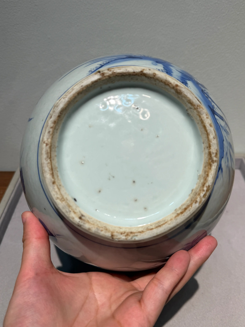 明崇祯 青花花鸟纹大莲子罐 - 图13