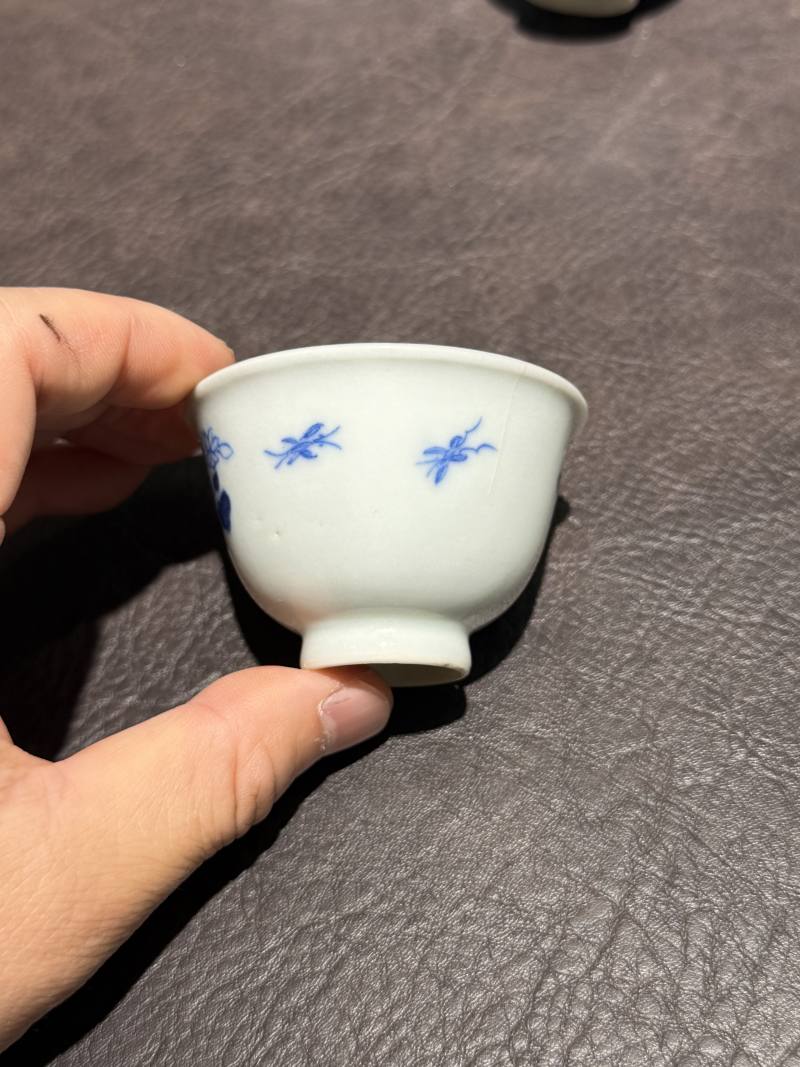 清中期 青花花卉纹杯一组6件 - 图12