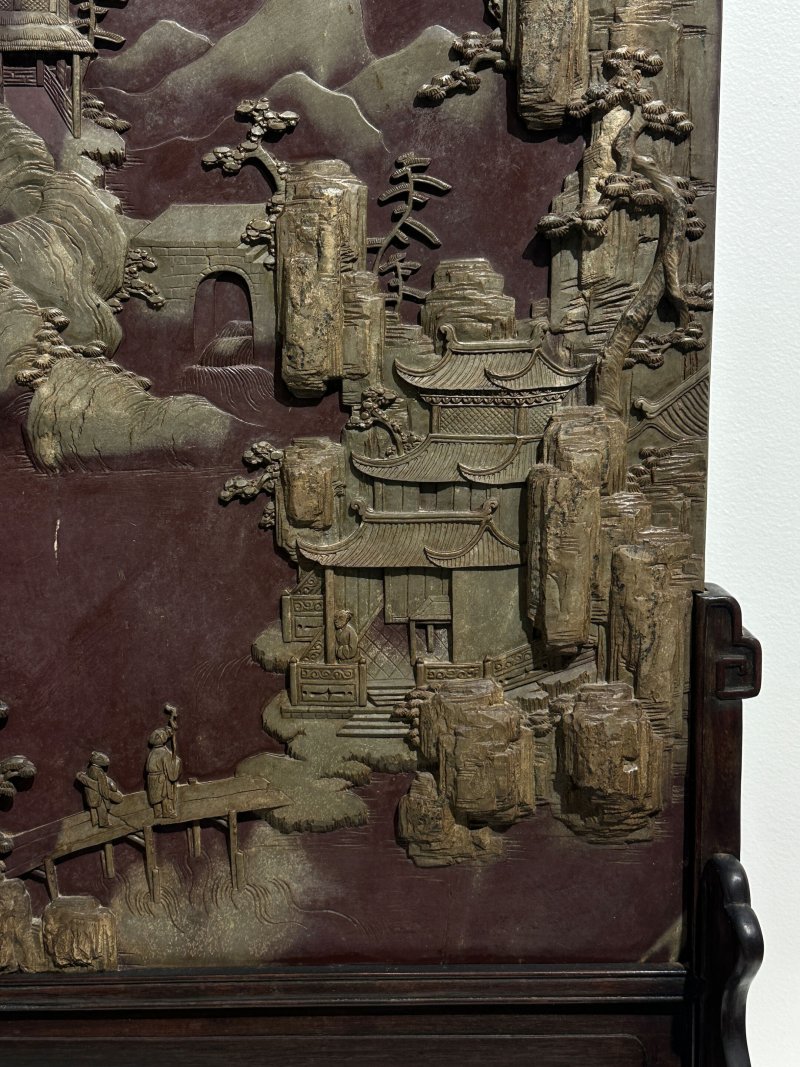 清十九世紀 端石⌈亭閣山水⌋插屏 | A DUAN STONE 'LANDSCAPE WITH PAVILION' TABLE SCREEN - 图8