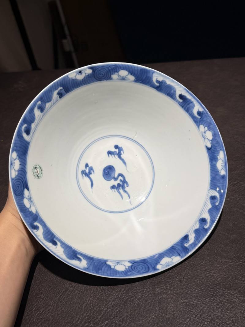 清康熙 青花海水龙纹碗 - 图8
