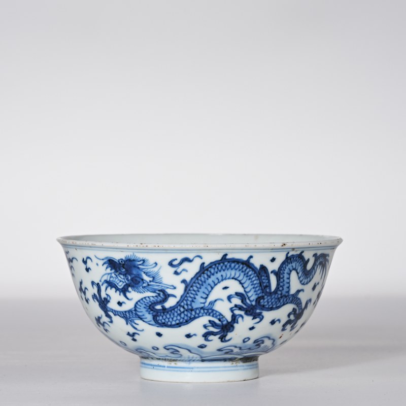 清康熙 青花龙纹碗 - 图2
