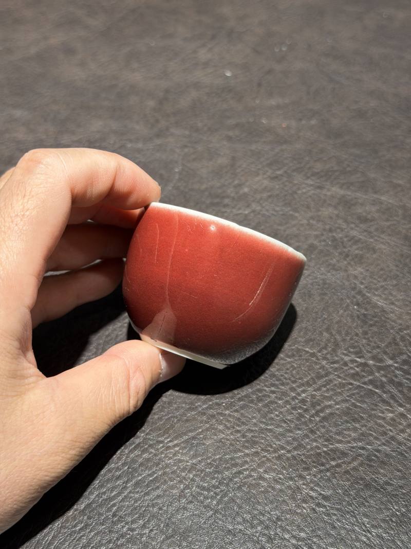 清乾隆 霁红釉卧足杯 - 图3