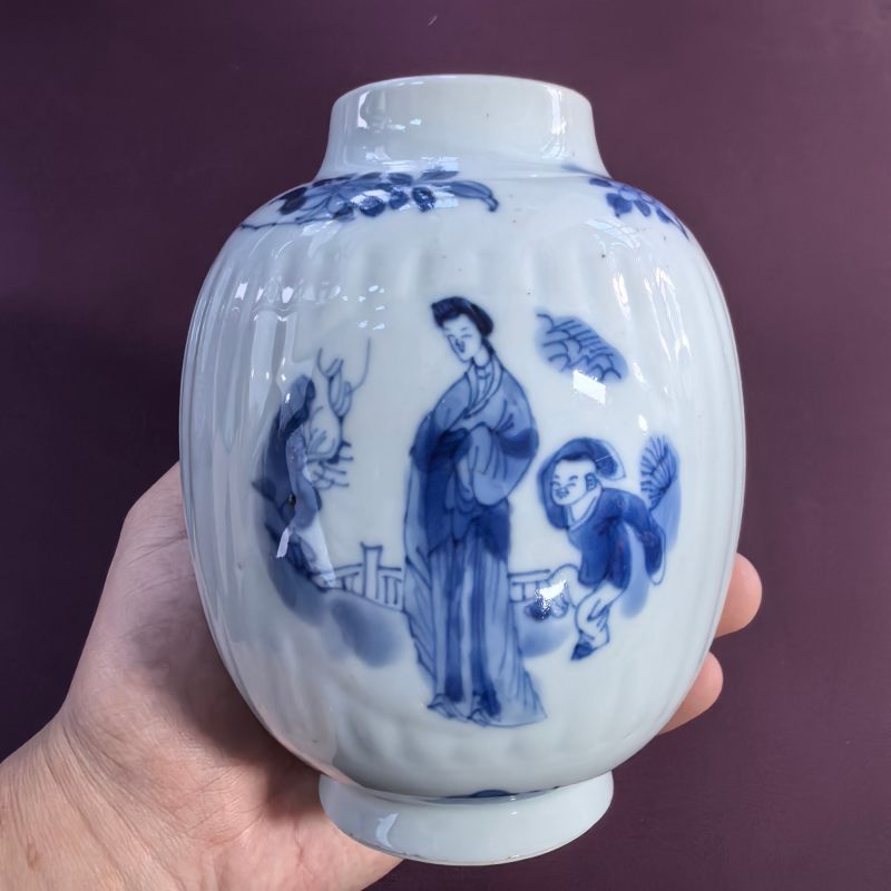 清康熙 青花人物故事图盖罐 - 图12