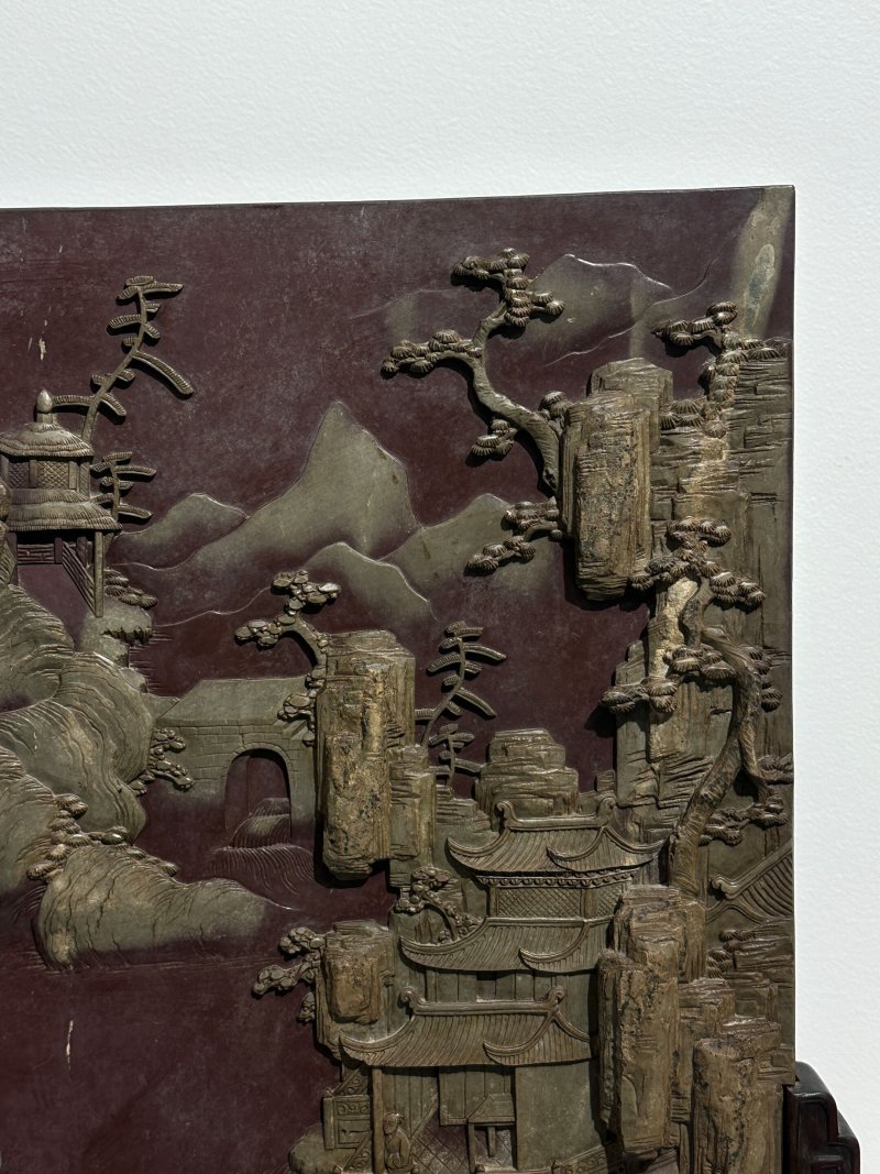 清十九世紀 端石⌈亭閣山水⌋插屏 | A DUAN STONE 'LANDSCAPE WITH PAVILION' TABLE SCREEN - 图9