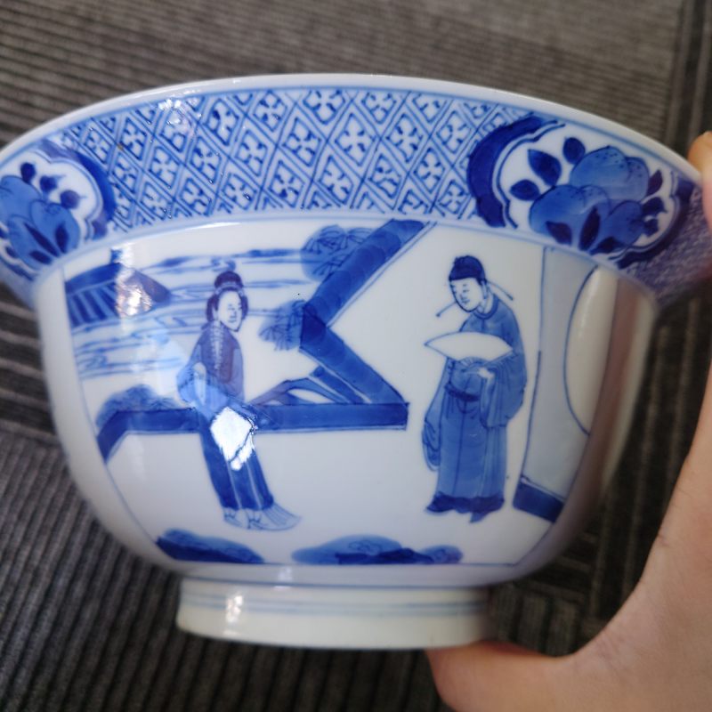 清康熙 青花西厢记图碗 - 图10