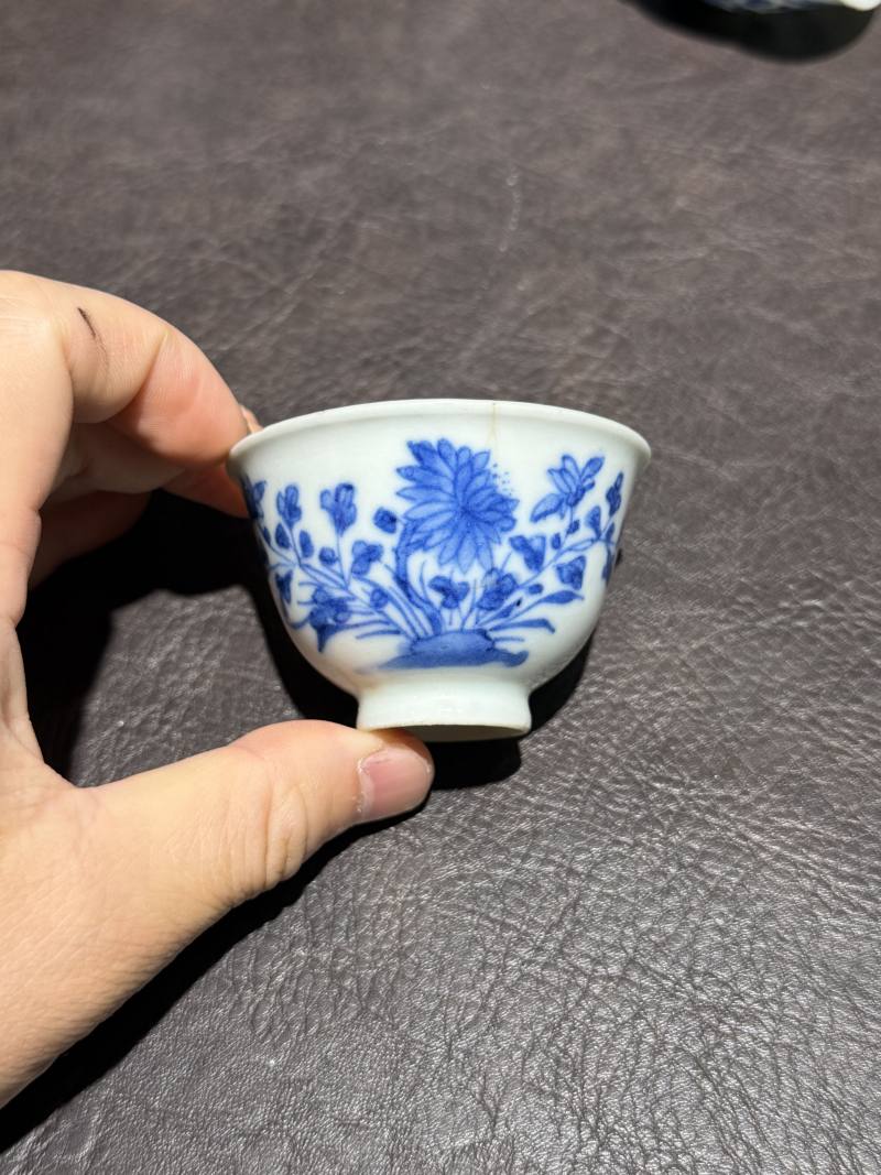 清中期 青花花卉纹杯一组6件 - 图16