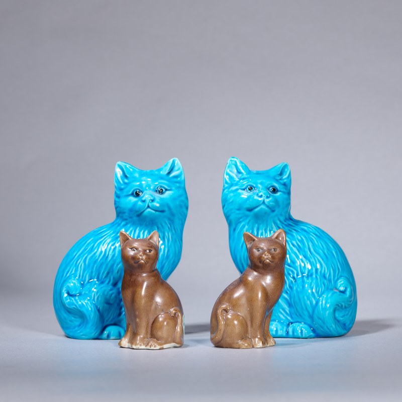 解放初期 猫塑像摆件一组4件