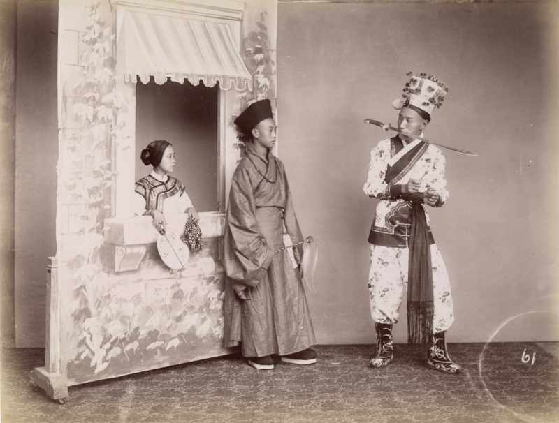 1870年代 洛伦佐·费斯勒 上海戏班舞台照 - 图1