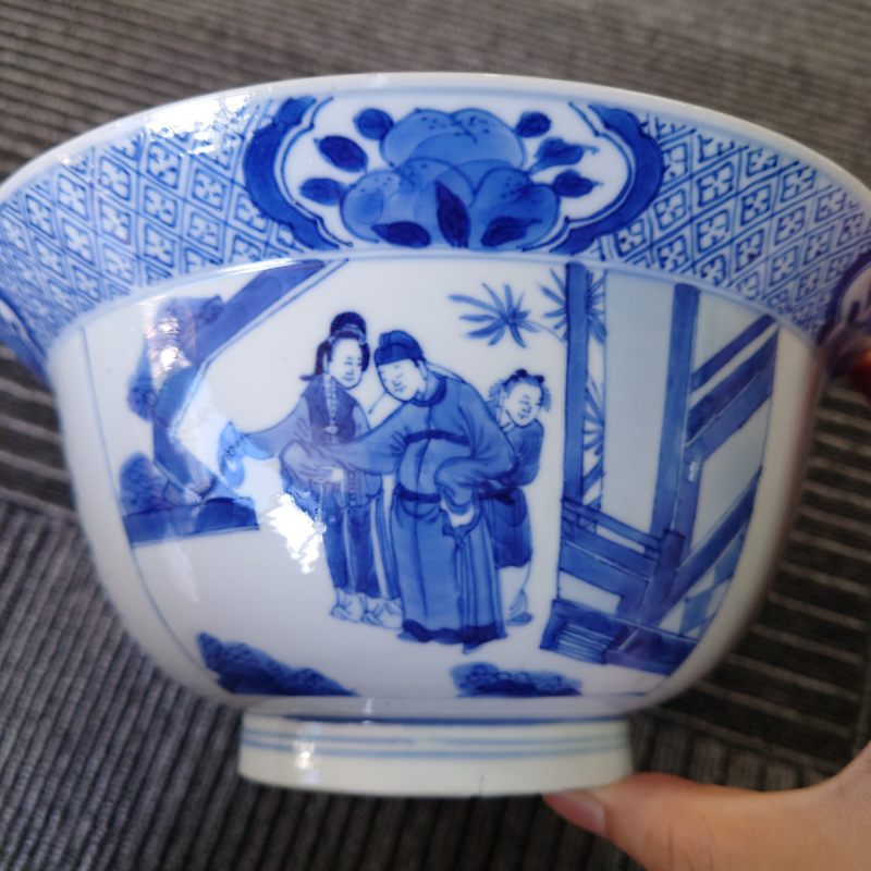 清康熙 青花西厢记图碗 - 图12