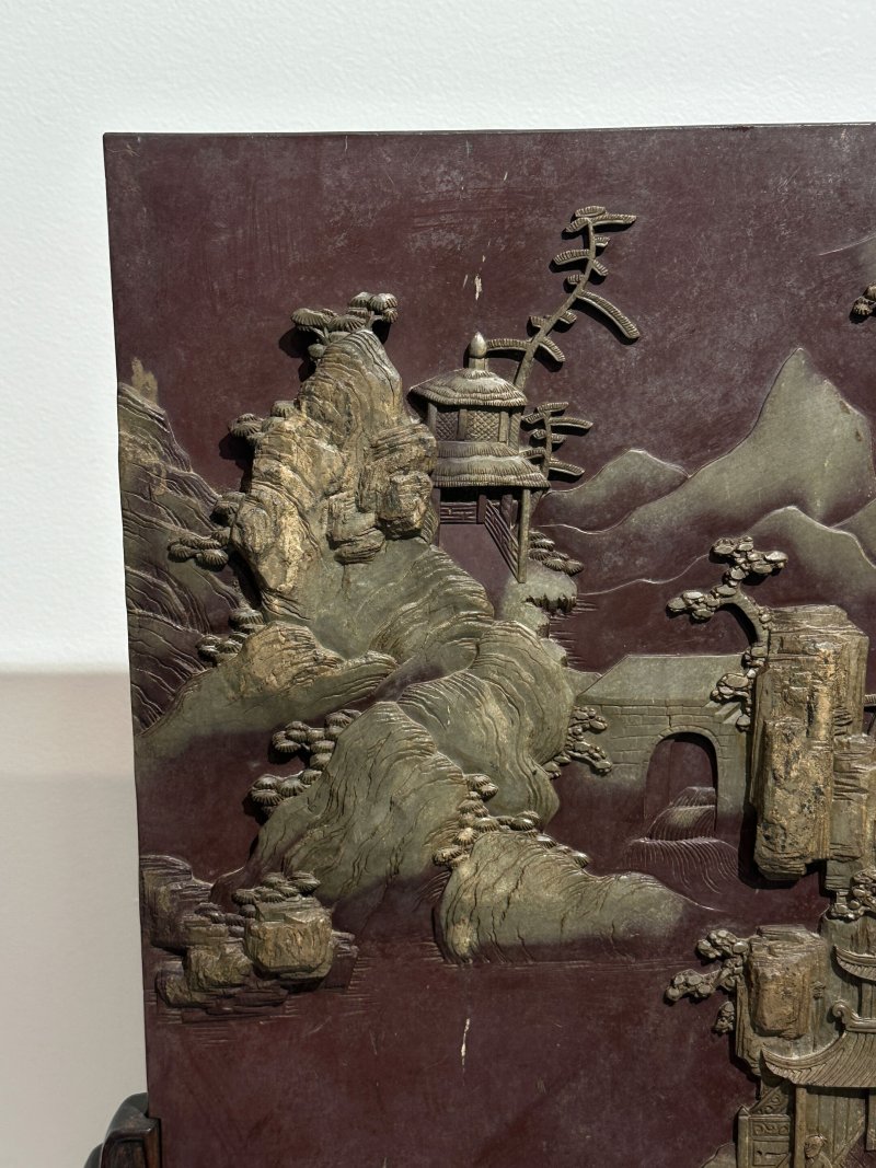 清十九世紀 端石⌈亭閣山水⌋插屏 | A DUAN STONE 'LANDSCAPE WITH PAVILION' TABLE SCREEN - 图10