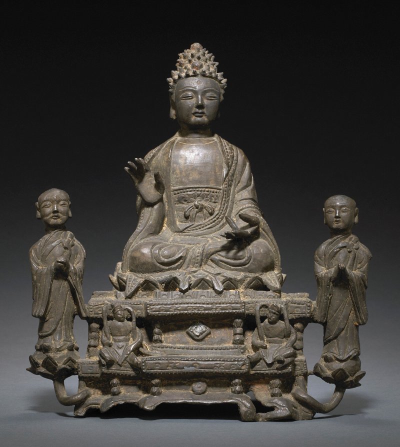 明 釋迦童子組像 | A BRONZE FIGURAL GROUP OF SAKYAMUNI AND ATTENDANTS