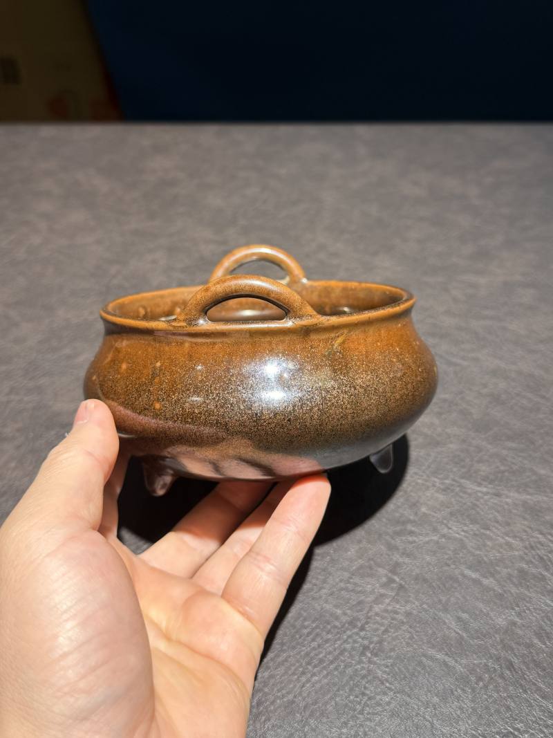 清乾隆 古铜釉桥耳炉 - 图4