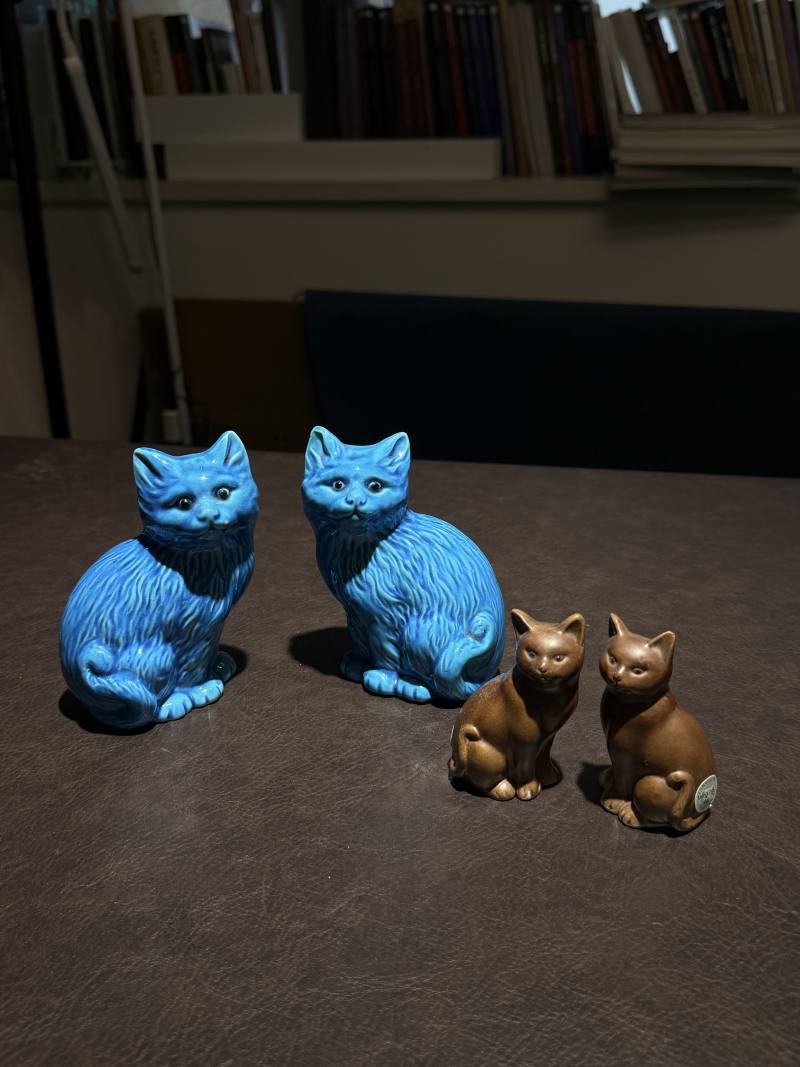 解放初期 猫塑像摆件一组4件 - 图2