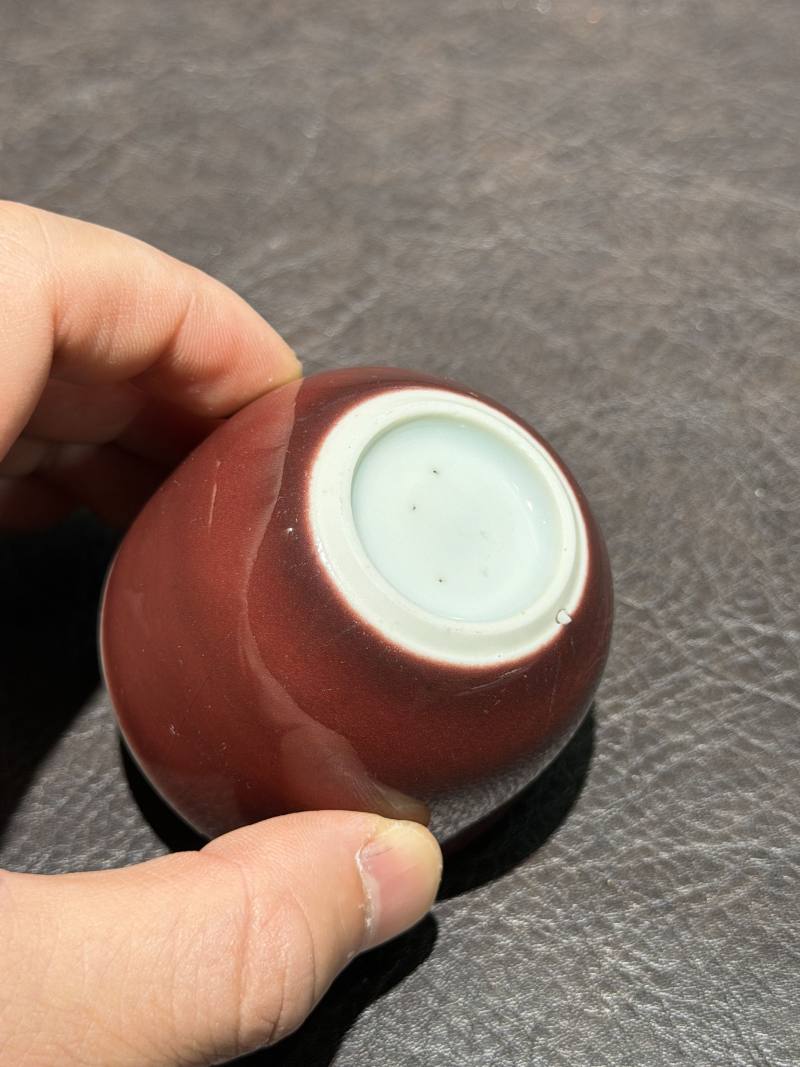 清乾隆 霁红釉卧足杯 - 图8