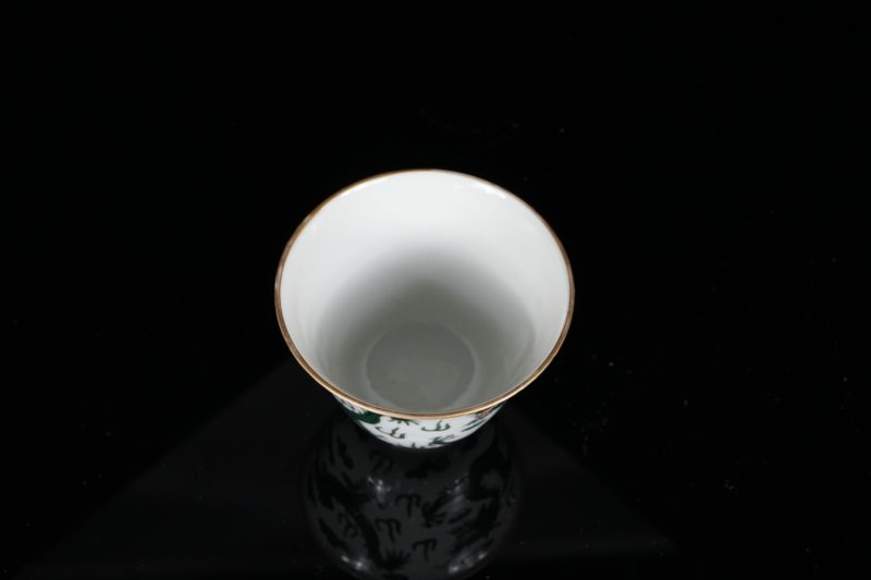 民国 绿彩龙纹杯 - 图4